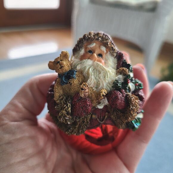 Boyds Bears and Friends Bearstone Collection Santa Claus Ornament Red Glass Ball - Picture 1 of 10